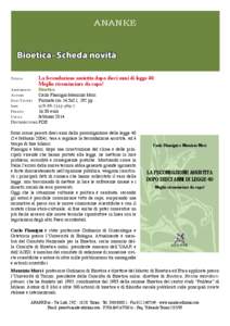 ANANKE  Bioetica- Scheda novità Titolo