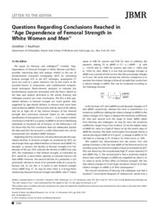 JBMR  LETTER TO THE EDITOR Questions Regarding Conclusions Reached in ‘‘Age Dependence of Femoral Strength in