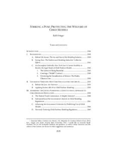 ORTEGA[removed]Do Not Delete[removed]:04 PM STRIKING A POSE: PROTECTING THE WELFARE OF CHILD MODELS