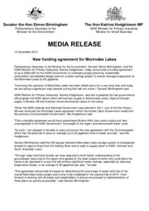 New funding agreement for Menindee Lakes