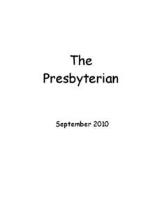 The Presbyterian September 2010  PASTORS’ PONDERINGS