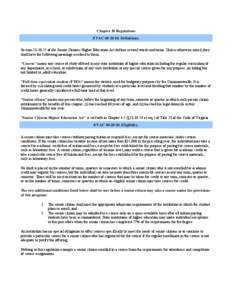 Chapter 20 Regulations 8 VAC[removed]Definitions. Section[removed]of the Senior Citizens Higher Education Act defines several words and terms. Unless otherwise noted, they shall have the following meanings ascribed to