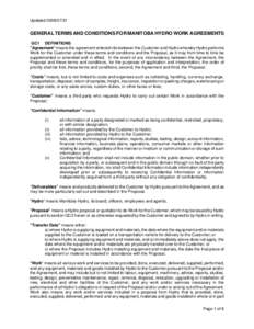 Updated[removed]GENERAL TERMS AND CONDITIONS FOR MANITOBA HYDRO WORK AGREEMENTS GC1 DEFINITIONS 