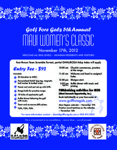 !  Golf Fore Gals 5th Annual Maui Women’s Classic November 17th, 2012