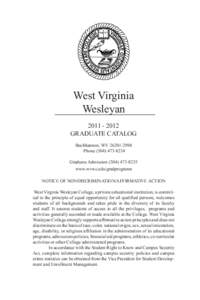 West Virginia Wesleyan[removed]GRADUATE CATALOG Buckhannon, WV[removed]Phone[removed]