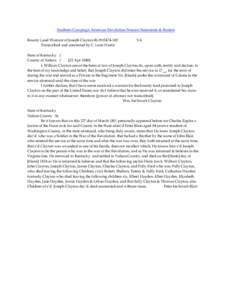 Southern Campaign American Revolution Pension Statements & Rosters Bounty Land Warrant of Joseph Clayton BLWt2474-100 Transcribed and annotated by C. Leon Harris VA