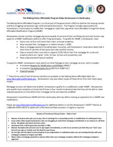 Finance / Banking / Home Affordable Modification Program / Economy of the United States / Real estate / Foreclosure / Mortgage loan / Mortgage servicer / Mortgage modification / Mortgage / United States housing bubble / Subprime mortgage crisis