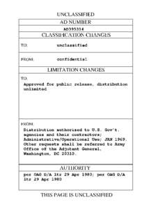 UNCLASSIFIED AD NUMBER AD395314 CLASSIFICATION CHANGES TO: