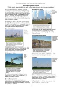 Earthlearningidea - http://www.earthlearningidea.com/  Power through the window Which power source might be built in the view you can see from your window? Nuclear power station