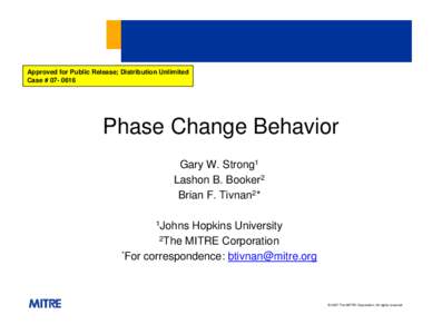 Modeling Phase Change Behavior