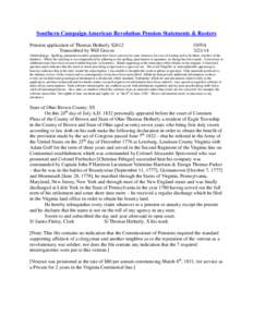 Southern Campaign American Revolution Pension Statements & Rosters Pension application of Thomas Hetherly S2612 Transcribed by Will Graves f10VA[removed]