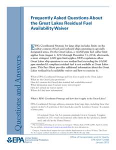 Frequently Asked Questions About the Great Lakes Residual Fuel Availability Waiver-Questions and Answers (EPA-420-F[removed], January 2012)