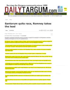 Santorum quits race, Romney takes the lead - The Daily Targum: News: