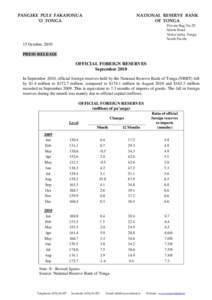 NATIONAL RESERVE BANK OF TONGA lthd