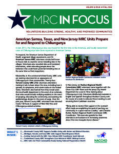 VOLUME 8, ISSUE 4 ■ FALLMRC IN FOCUS VOLUNTEERS BUILDING STRONG, HEALTHY, AND PREPARED COMMUNITIES  American Samoa, Texas, and New Jersey MRC Units Prepare