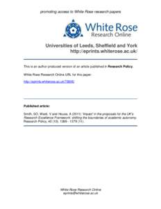 promoting access to White Rose research papers  Universities of Leeds, Sheffield and York http://eprints.whiterose.ac.uk/ This is an author produced version of an article published in Research Policy. White Rose Research