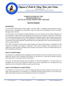 Chippewas of Kettle & Stony Point First Nation 6247 Indian Lane, Kettle and Stony Point FN, Ontario, Canada N0N 1J1 CONSTITUTION OF THE ANISHNAABEG OF