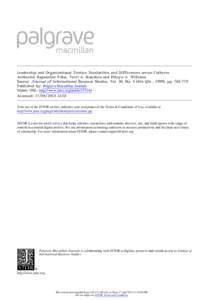 Leadership and Organizational Justice: Similarities and Differences across Cultures Author(s): Rajnandini Pillai, Terri A. Scandura and Ethlyn A. Williams Source: Journal of International Business Studies, Vol. 30, No. 4