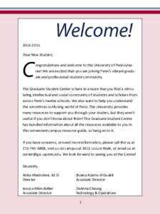 Welcome! Dear New Student, C