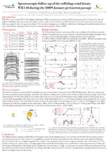 Spectroscopic follow-up of the colliding-wind binary WR140 during the 2009 January periastron passage R. Fahed1, A. F. J. Moffat1, J. Zorec2, T. Eversberg3*, F. Alves*, W. Arnold*, T. Bergmann*, L. F. Gouveia Carreira*, 