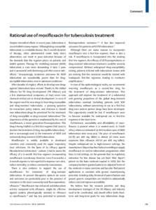Rational use of moxifloxacin for tuberculosis treatment
