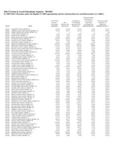 Title I Grants to Local Educational Agencies - IDAHO FY 2009 Title I Allocations under the Regular FY 2009 Appropriation and the American Recovery and Reinvestment Act (ARRA) LEA ID[removed]