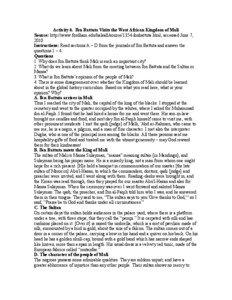 Activity 6. Ibn Battuta Visits the West African Kingdom of Mali Source: http://www.fordham.edu/halsall/source/1354-ibnbattuta.html, accessed June 7, 2010