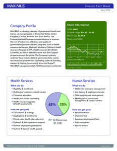 Investor Fact Sheet May 2014 Stock Information  Company Profile