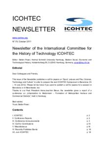 ICOHTEC NEWSLETTER www.icohtec.org No 79, OctoberNewsletter of the International Committee for
