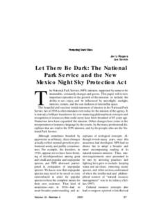 Jerry Rogers Joe Sovick Let There Be Dark: The National Park Service and the New Mexico Night Sky Protection Act