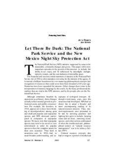 Conservation in the United States / National Park Service / National Parks Conservation Association / Light pollution / Santa Fe /  New Mexico / Chaco Culture National Historical Park / Santa Fe /  Mexico City / Southwestern United States / New Mexico / Geography of the United States / United States