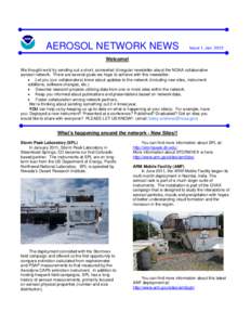 AEROSOL NETWORK NEWS  Issue 1, JanWelcome! We thought we’d try sending out a short, somewhat (ir)regular newsletter about the NOAA collaborative