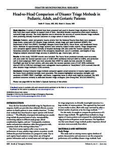 Head-to-Head Comparison of Disaster Triage Methods in Pediatric, Adult, and Geriatric Patients