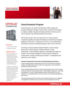 Oracle Corporation / Oracle Exadata / Oracle Linux / Oracle Exalogic / Oracle Database / Oracle Big Data Appliance / Oracle WebLogic Server / Oracle Fusion Middleware / Software / Computing / Information technology management