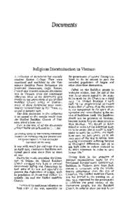 Documents  Religious Discrimination in Vietnam A collection of documents has recently reached Keston College. They were translated and published by the Vietnamese Buddhist Peace Delegation (69