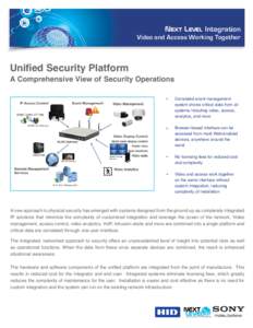 Next Level Integration Video and Access Working Together Unified Security Platform  A Comprehensive View of Security Operations