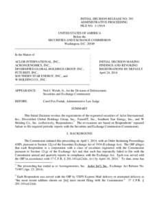 INITIAL DECISION RELEASE NO. 593 ADMINISTRATIVE PROCEEDING FILE NO[removed]UNITED STATES OF AMERICA Before the SECURITIES AND EXCHANGE COMMISSION