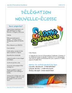 Jeux de la Francophonie Canadienne  Juillet 2014 DÉLÉGATION NOUVELLE-ÉCOSSE
