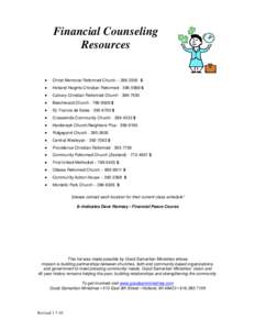 Financial Counseling Resources • Christ Memorial Reformed Church – [removed] $