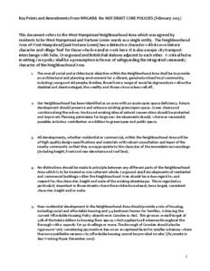 Key Points and Amendments From WHGARA  Re: NDF DRAFT CORE POLICIES (February 2013)     This document refers to the West Hampstead Neighbourhood Area which was agreed by  residents to be We