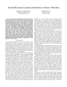 Attack-Resistant Location Estimation in Sensor Networks Donggang Liu and Peng Ning Wenliang Kevin Du  North Carolina State University