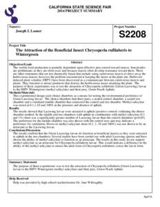 CALIFORNIA STATE SCIENCE FAIR 2014 PROJECT SUMMARY Name(s)  Joseph I. Losner