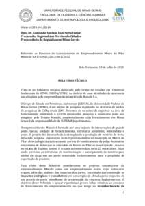 UNIVERSIDADE FEDERAL DE MINAS GERAIS FACULDADE DE FILOSOFIA E CIÊNCIAS HUMANAS DEPARTAMENTO DE ANTROPOLOGIA E ARQUEOLOGIA Oficio GESTAIlmo. Dr. Edmundo Antônio Dias Netto Junior