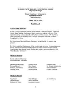 STCB Special Meeting Minutes - July 22, 2005