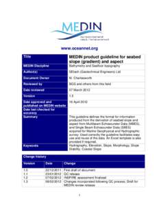 www.oceannet.org Title MEDIN product guideline for seabed slope (gradient) and aspect