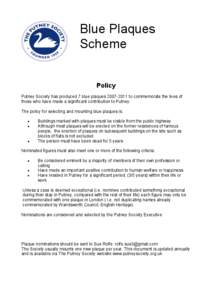 Blue Plaques Scheme Policy