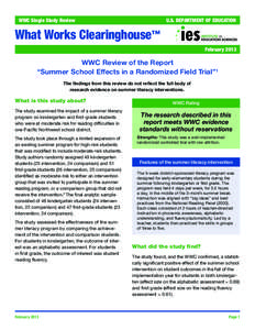 U.S. DEPARTMENT OF EDUCATION  WWC Single Study Review What Works Clearinghouse™ February 2013