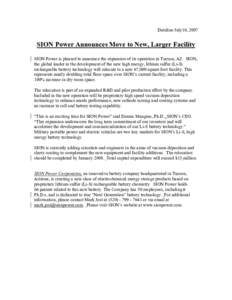 Microsoft Word - SION Power Announces Move to New Facility-V3.doc