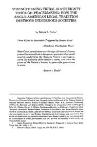 STRENGTHENING TRIBAL SOVEREIGNTY THROUGH PEACEMAKING: HOW THE ANGLO-AMERICAN LEGAL TRADITION DESTROYS INDIGENOUS SOCIETIES  by Robert B. Porter*