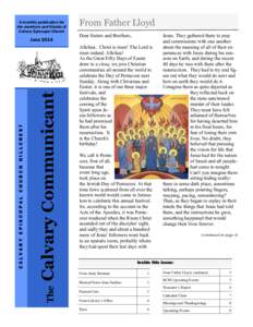 A monthly publication for the members and friends of Calvary Episcopal Church Calvary Communicant The